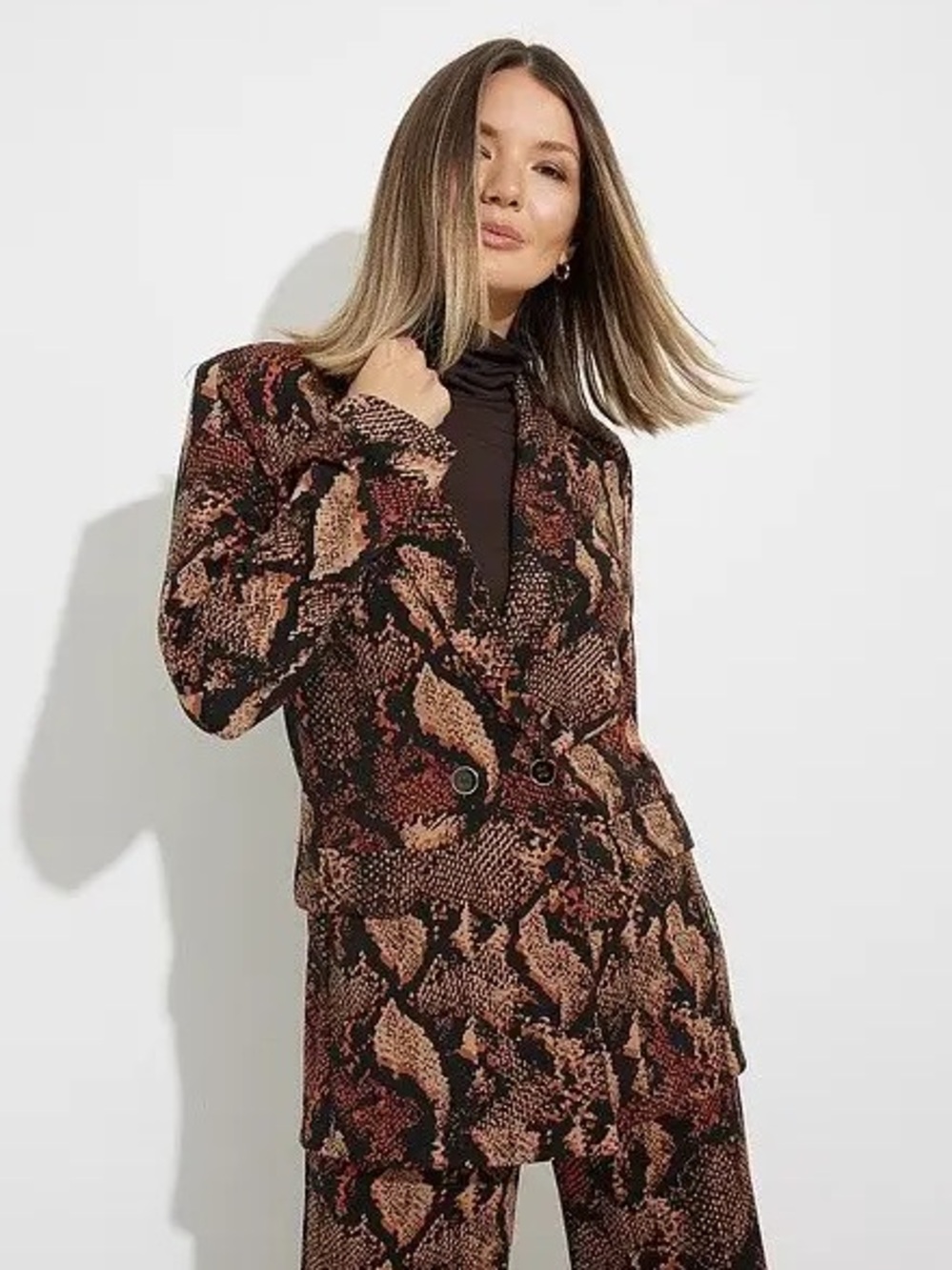 Joseph Ribkoff Snakeskin Print Blazer Size 10 Brown